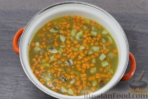Грибной суп с щавелем и вермишелью