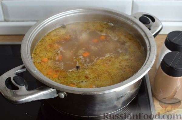Гречневый суп с жареными фрикадельками